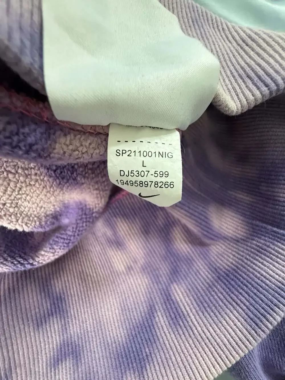 Nike Sportswear Unity French Terry Crewneck Sweatshirt Purple Acid Wash